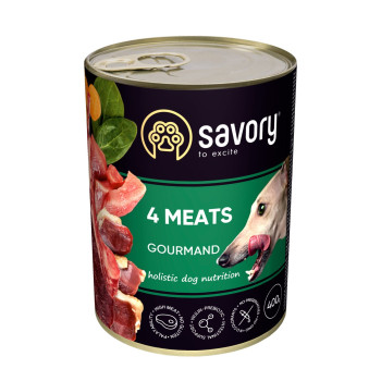 Savory Консерва для собак 4 вида мяса 400 г