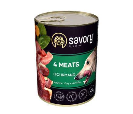 Savory Консерва для собак 4 вида мяса 400 г