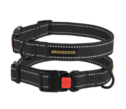 BronzeDog Ошейник для собак Cotton брезентовый ОГ 30-40 см Ш 20 мм графит