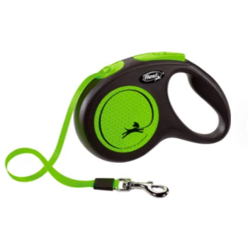 Flexi New Neon Рулетка-поводок для собак лента M 5 м зелёная