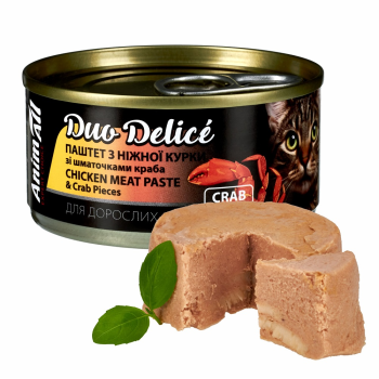 AnimAll Cat Duo Delice Консерва для котів Паштет з курки зі шматочками краба 80 г