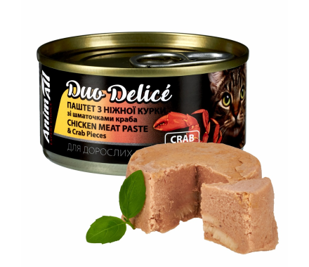 AnimAll Cat Duo Delice Консерва для котів Паштет з курки зі шматочками краба 80 г
