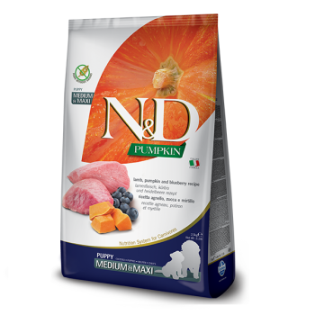 Farmina N&D Grain Free Puppy Medium&Maxi Сухой корм для щенков Тыква, Ягнёнок и черника 2,5 кг