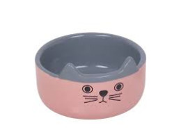 Nobby Миска для котів керамічна Cat Face 13х4 см 160 мл рожево-сіра