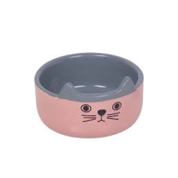 Nobby Миска для котов керамическая Cat Face 13х4 см 160 мл розово-серая