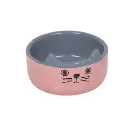 Nobby Миска для котов керамическая Cat Face 13х4 см 160 мл розово-серая