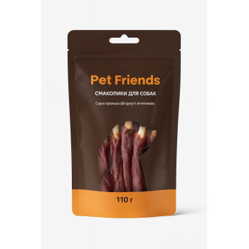 Pet Friends Ласощі для собак Сирні палички обгорнуті ягнятиною 110 г