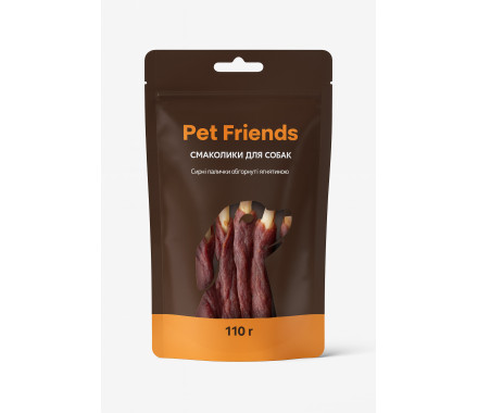Pet Friends Ласощі для собак Сирні палички обгорнуті ягнятиною 110 г