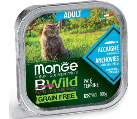 Monge Влажный корм для котов Bwild Grain Free Анчоус с овощами 100 г