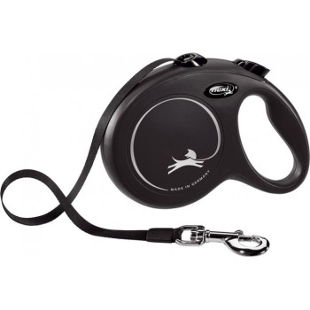 Flexi Black Design Рулетка-поводок для собак лента L 5 м чёрная