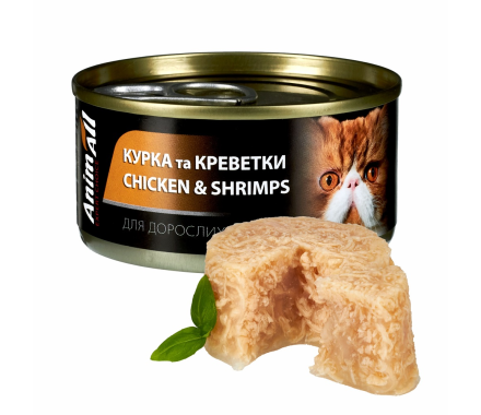 AnimAll Cat Консерва для котов Курица с креветками 85 г