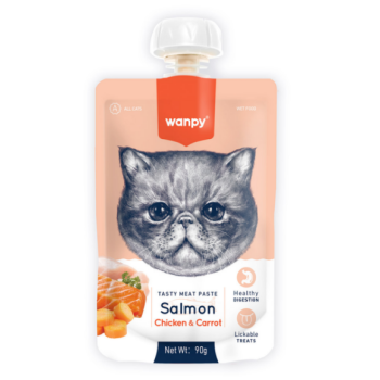 Wanpy Вологий корм для котів крем-суп лосось та курка з морквою 90 г