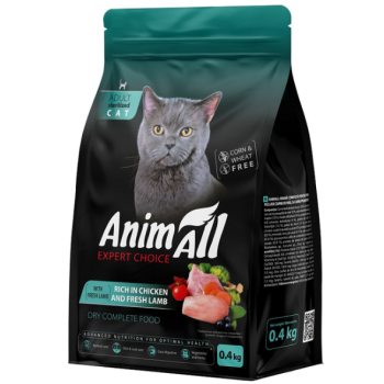 AnimAll Cat Сухий корм для стерелізованих котів Курка та ягня 400 г