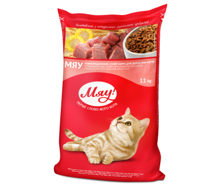 Мяу Сухой корм для котов Мясо 11 кг