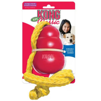 Kong Classic with Rope toy for dogs for treats with a rope xl red