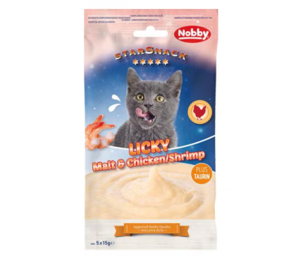Nobby Лакомства для котов StarSnack Licky Malt Chicken Shrimp 5х15 г