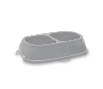 Stefanplast Миска для котів та собак Break 13 подвійна 2х200 мл сіра/блакитна