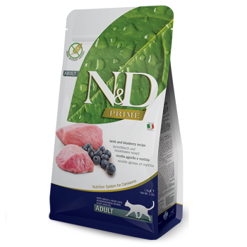 Farmina N&D Prime Grain Free Adult Сухой корм для котов Ягненок и черника 1,5 кг