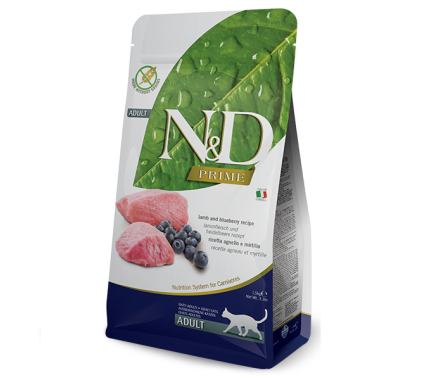 Farmina N&D Prime Grain Free Adult Сухой корм для котов Ягненок и черника 1,5 кг