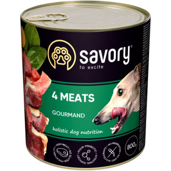 Savory Консерва для собак 4 вида мяса 800 г