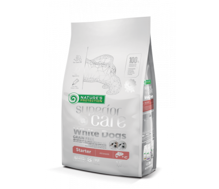 Nature\'s Protection Сухой корм для щенков White Dogs Starter All Breeds Лосось 1,5 кг