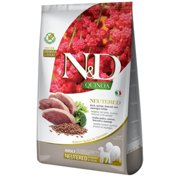 Farmina N&D Neutered Adult Medium&Maxi Сухой корм для собак Утка, киноа, брокколи и спаржа 12 кг