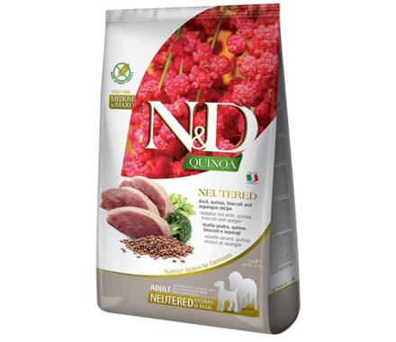 Farmina N&D Neutered Adult Medium&Maxi Сухой корм для собак Утка, киноа, брокколи и спаржа 12 кг