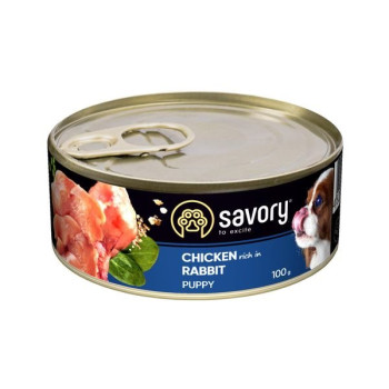 Savory Консерва для щенков Курица и кролик 100 г