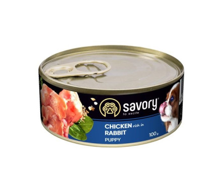 Savory Консерва для щенков Курица и кролик 100 г