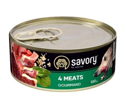 Savory Консерва для собак 4 вида мяса 100 г