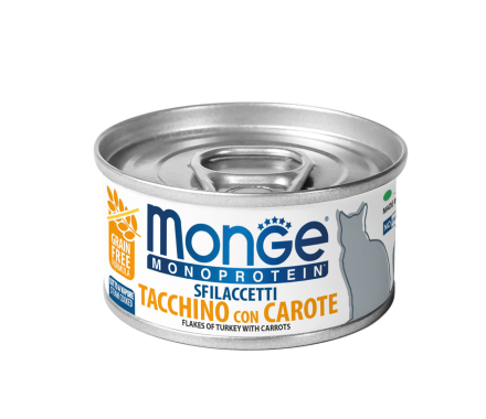 Monge Консерва для котов Monoprotein мясные хлопья Индейка и морковь 80 г