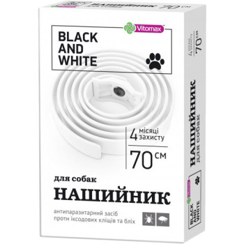 Vitomax Black and White Ошейник инсектоакарицидный для собак 70 см белый