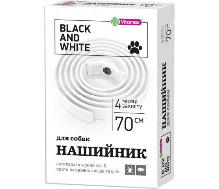 Vitomax Black and White Ошейник инсектоакарицидный для собак 70 см белый