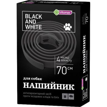Vitomax Black and White Ошейник инсектоакарицидный для собак 70 см чёрный