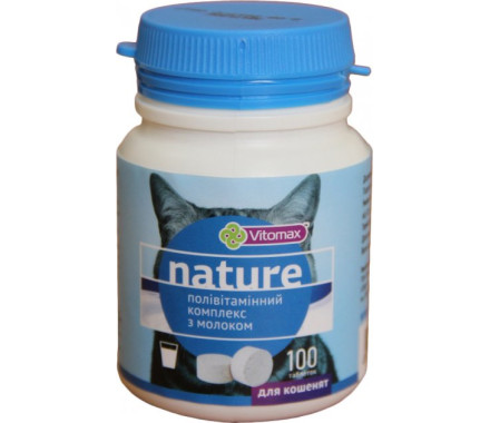 Vitomax Nature Вітаміни для кошенят Молоко 100 табл