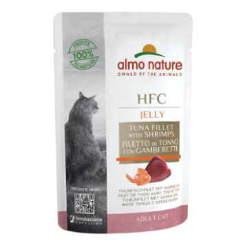 Almo Nature HFC Jelly Вологий корм для котів Тунець та креветки в желе 55 г