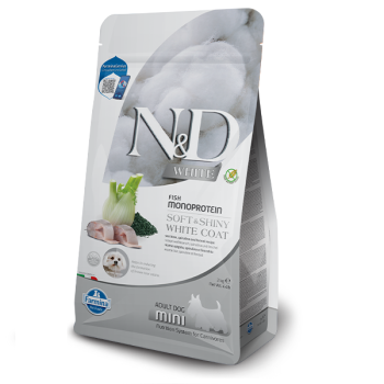 Farmina N&D Grain Free White Adult Mini Сухой корм для собак Сибас, спирулина и фенхель 2 кг