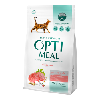 Optimeal Сухой корм для котов Стерилизованные Говядина Сорго 700 г