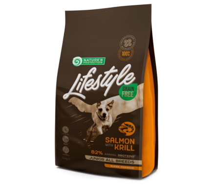Nature\'s Protection Сухой корм для щенков Lifestyle Junior All Breeds Лосось и Крыль 1,5 кг