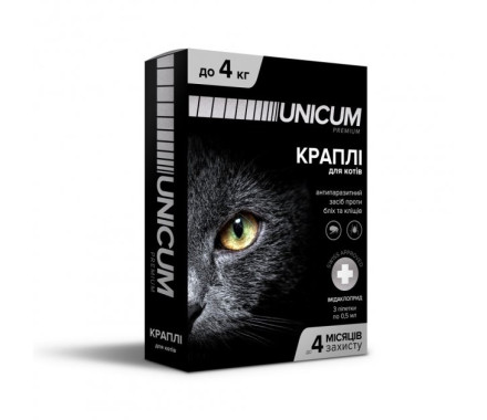 Unicum Premium Капли от блох и клещей для кошек до 4 кг — цена за 1 пипетку