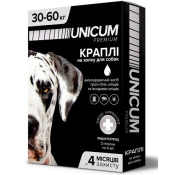 Unicum Premium Капли для собак от блох и клещей 30-60 кг 4,0 мл Цена за 1 пипетку