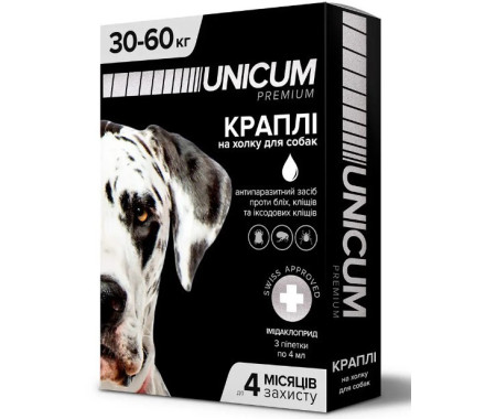 Unicum Premium Капли для собак от блох и клещей 30-60 кг 4,0 мл Цена за 1 пипетку