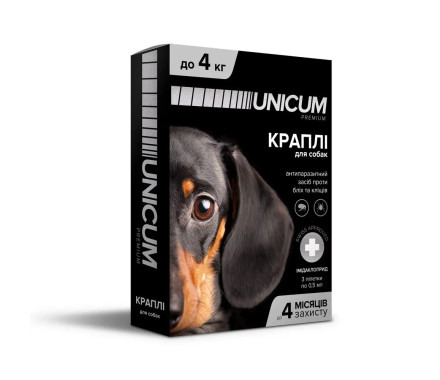 Unicum Premium Капли для собак от блох и клещей до 4 кг 0,5 мл Цена за 1 пипетку