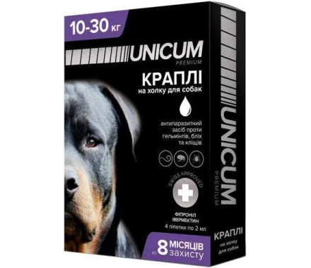 Unicum Complex Капли для собак от гельминтов, блох и клещей 10-30 кг 2,0 мл Цена за 1 пипетку