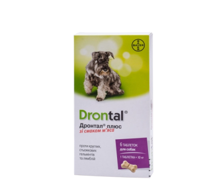 Drontal Таблетки для собак для лечения и профилактики глистов со вкусом мяса Цена за 1 табл
