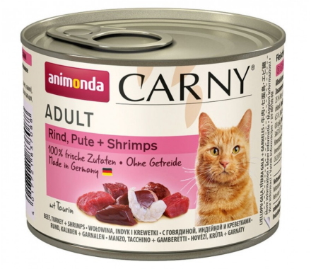 Animonda Carny Adult Консервы для котов с говядиной, индейкой и креветками 200 г
