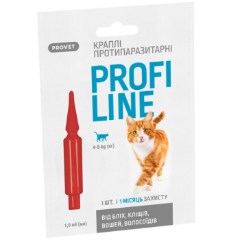 ProVET Профилайн Капли противопаразитарные для кошек 4–8 кг, 1 пипетка 1,0 мл