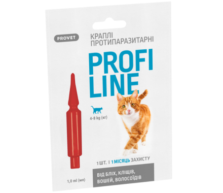 ProVET Профилайн Капли противопаразитарные для кошек 4–8 кг, 1 пипетка 1,0 мл
