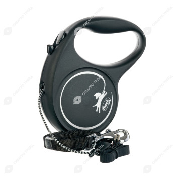 Flexi Black Design Рулетка-поводок для собак трос M 5 м серебристая