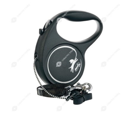 Flexi Black Design Рулетка-поводок для собак трос M 5 м серебристая